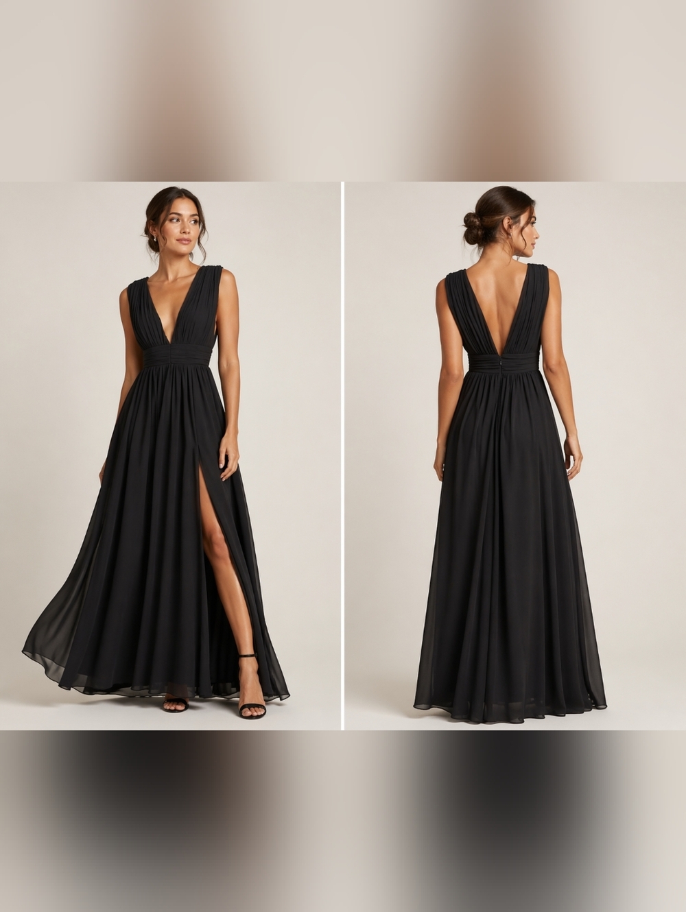 Love By Design Black Sleeveless V-Neck Maxi Gown